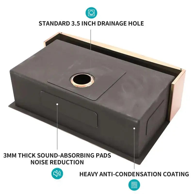 Rose Gold Farmhouse Sink | Apron Front, 16-Gauge T304 Stainless Steel comfydesigners