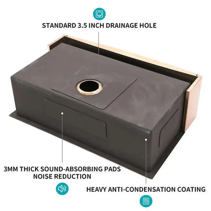 Rose Gold Farmhouse Sink | Apron Front, 16-Gauge T304 Stainless Steel comfydesigners