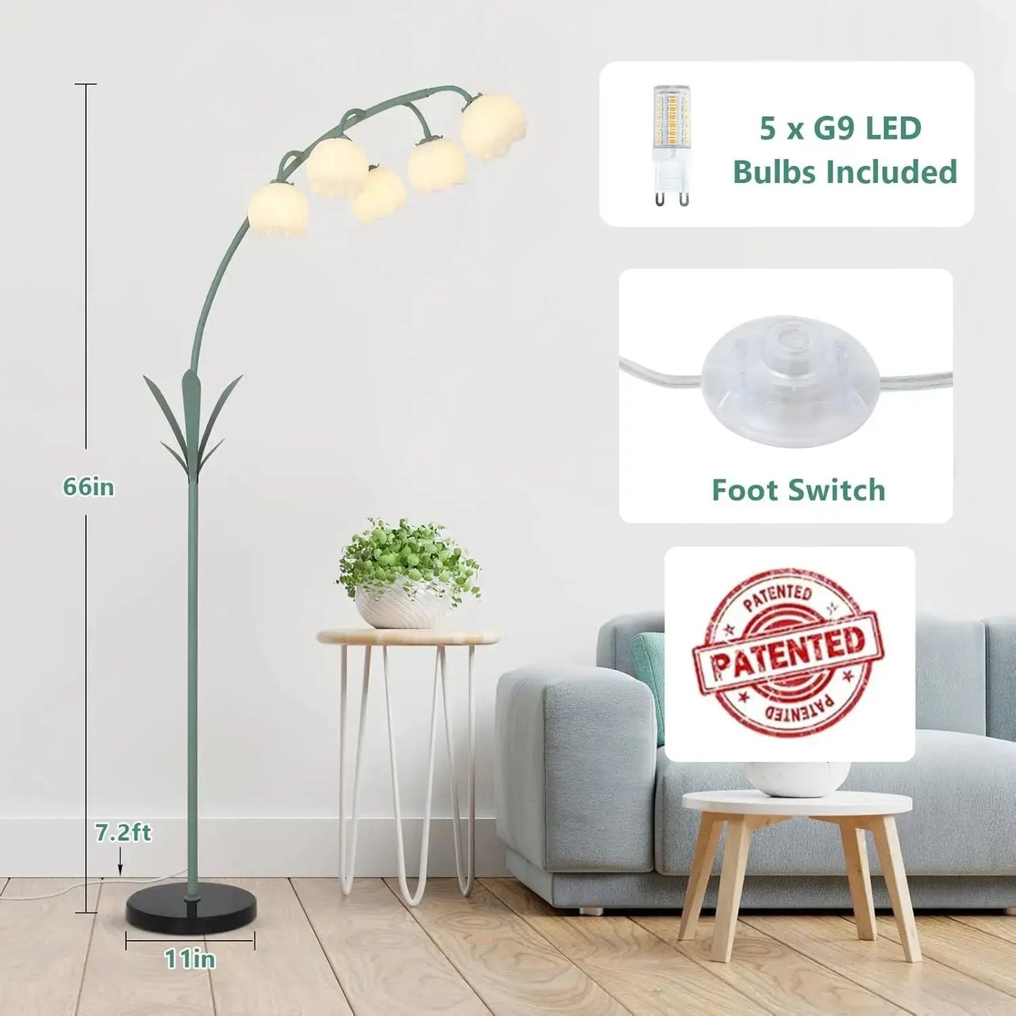 Arc LED Floor Lamp with Flower Design comfydesigners