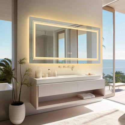 LED Backlit Bathroom Mirror | Dimmable, Anti-Fog, Touch Control comfydesigners