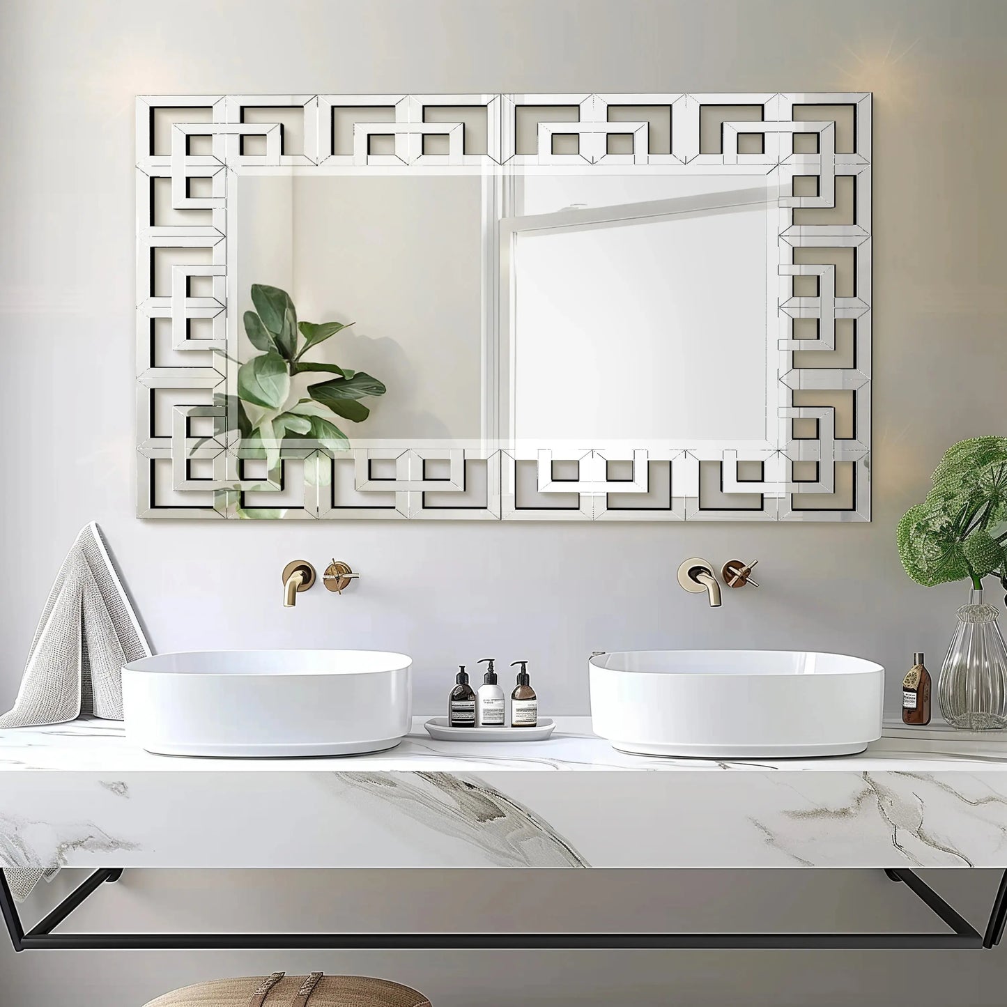 Silver Venetian Beveled Rectangle Wall Mirror comfydesigners