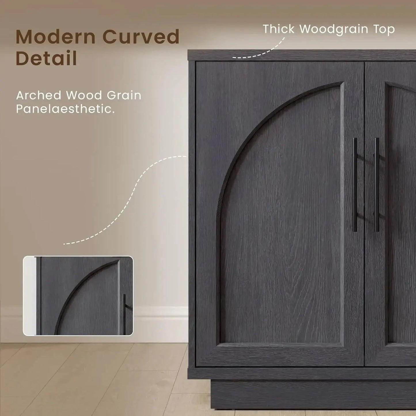 Arched Buffet Sideboard Adjustable Shelves 4-Door Storage comfydesigners