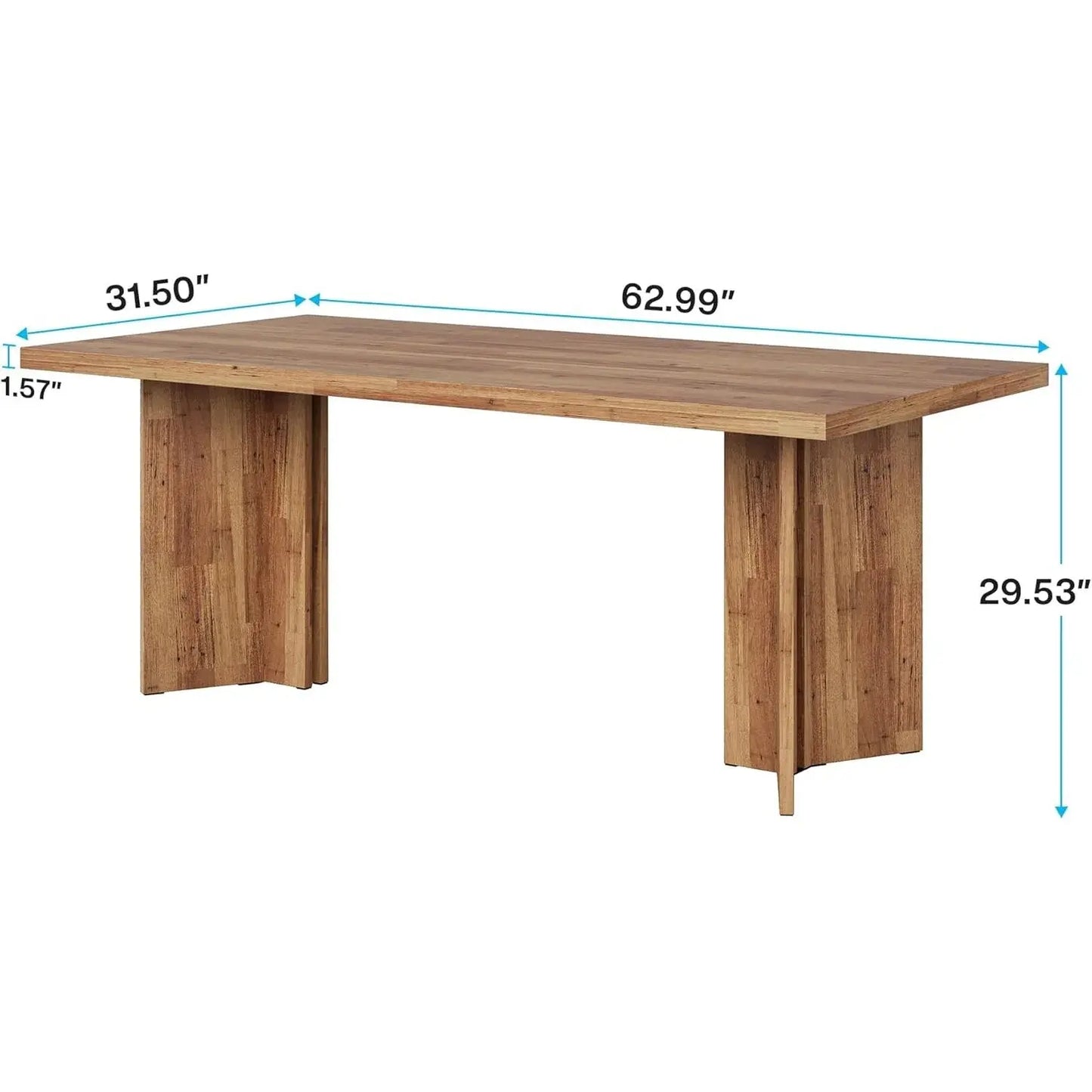 63" Farmhouse Dining Table, Seats 6 comfydesigners