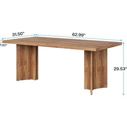 63" Farmhouse Dining Table, Seats 6 comfydesigners