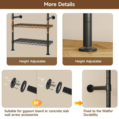 The Last Closet Organizer You’ll Ever Need — Wall-Mounted Industrial Pipe Rack, 6 Rods, 8 Shelves & 1,100 lb Capacity comfydesigners