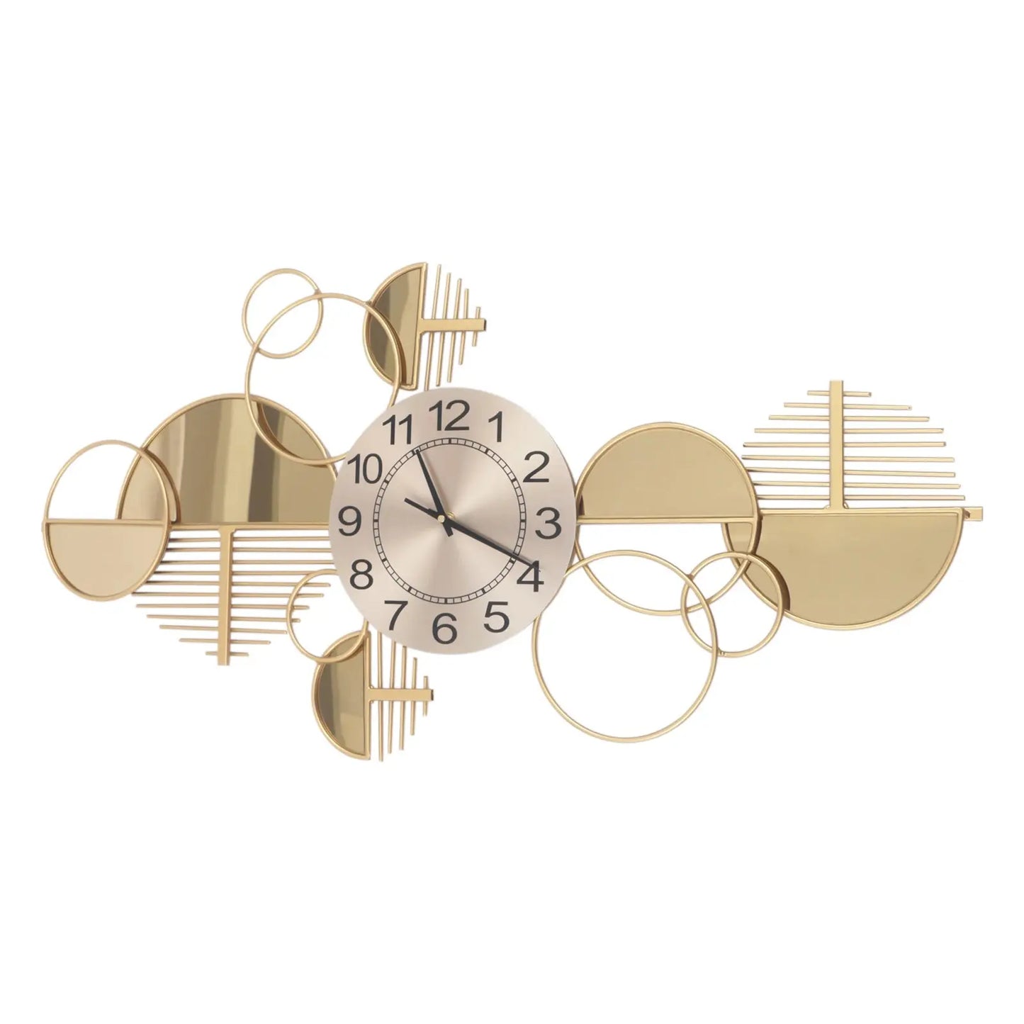 Gold Geometric Iron & Glass Wall Clock comfydesigners