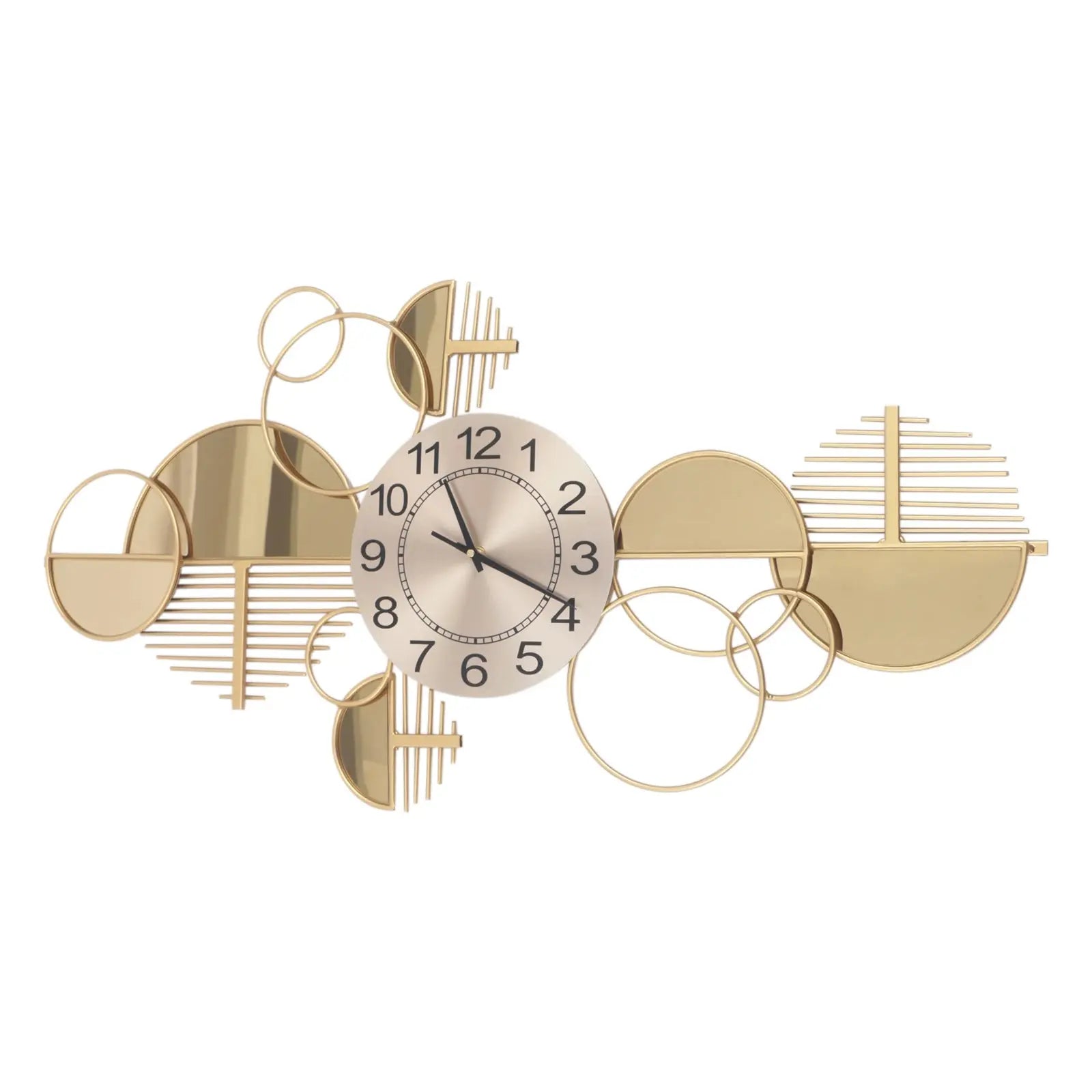 Gold Geometric Iron & Glass Wall Clock comfydesigners