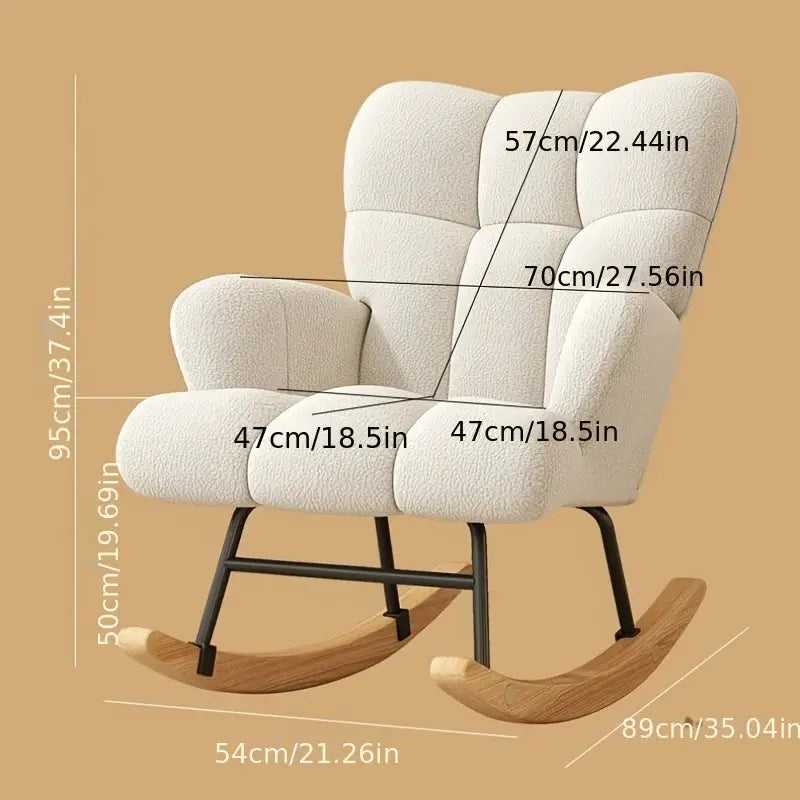 High-Back Solid Wood Rocking Chair with Cushion comfydesigners