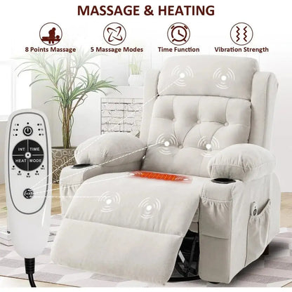 Massage Heated Rocker Recliner Chair with Swivel comfydesigners
