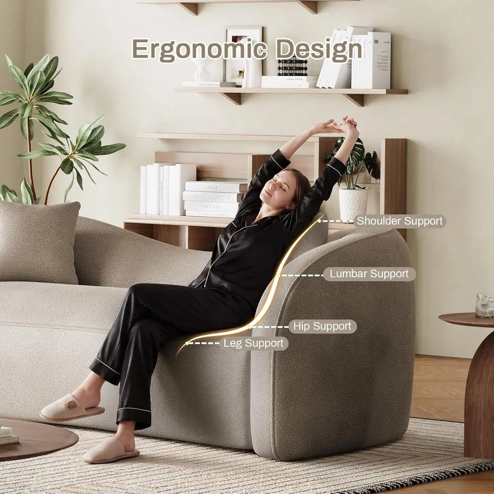 Curved Chenille Sectional Sofa — Deep Seat