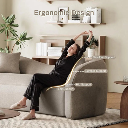 Curved Chenille Sectional Sofa — Deep Seat