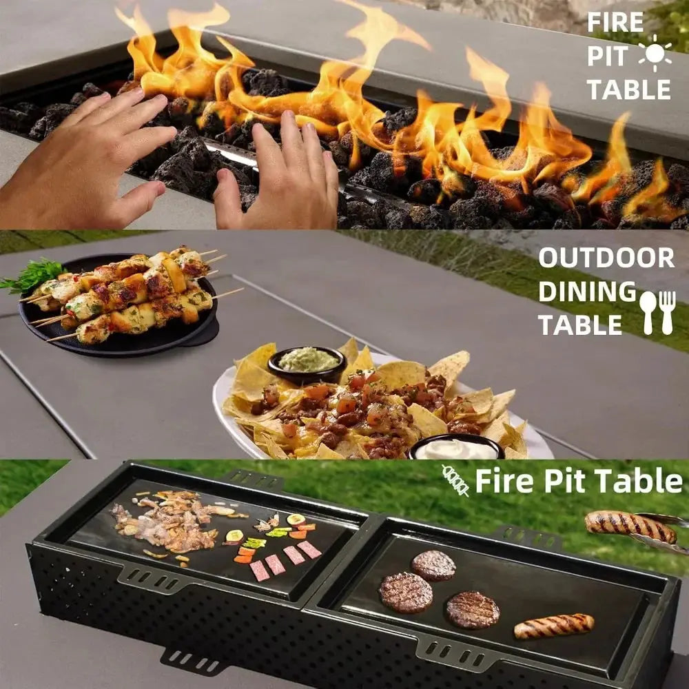 The Table That Brings Everyone Together — 48" 3-in-1 Propane Fire Pit Table with Griddle & 50,000 BTU comfydesigners