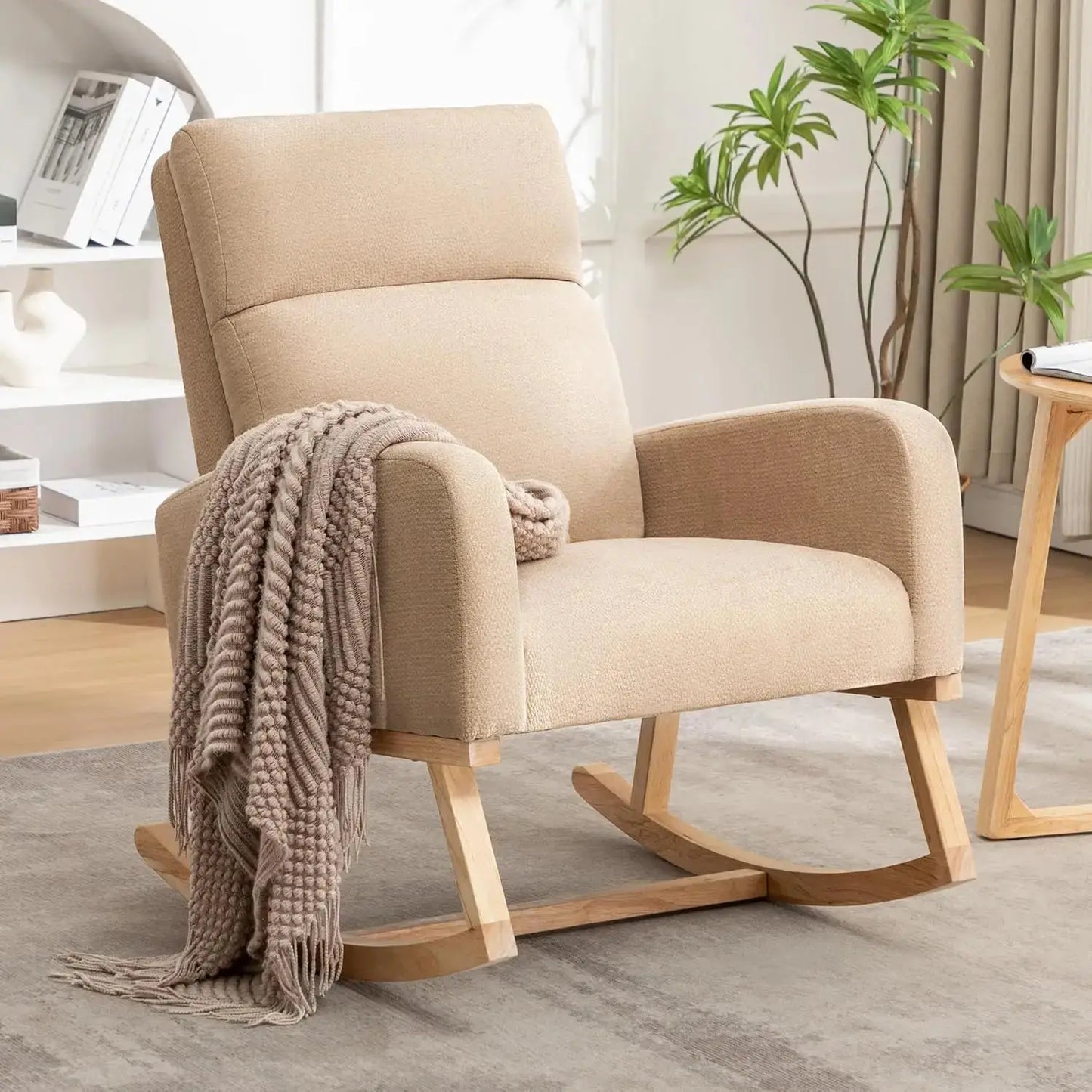 Sherpa Nursery Glider Rocking Chair with Pockets comfydesigners