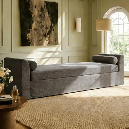 Oversized Tufted Chaise Lounge with Pillows comfydesigners