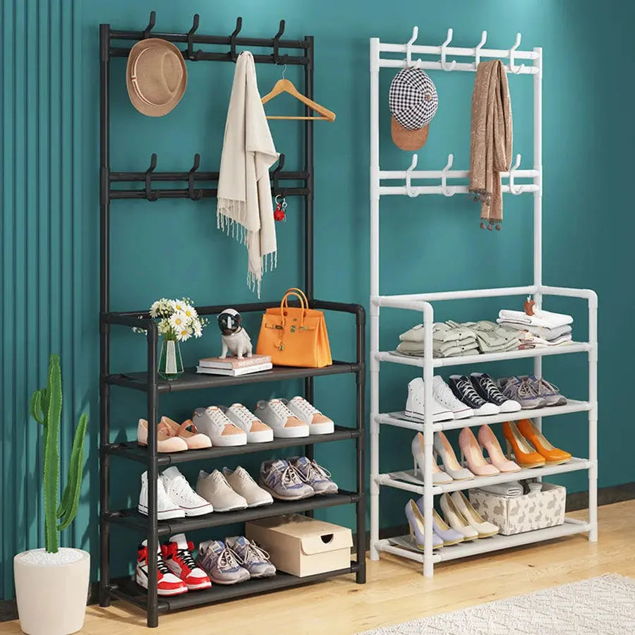 Hats. Coats. Shoes. All in One Place. — 5-Layer Multifunctional Rack with 8 Double Hooks comfydesigners