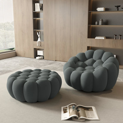 Curved Boneless Sofa with Ottoman