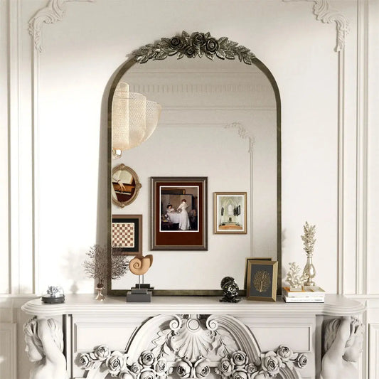 Arched Baroque Wall Mirror | Antique Brass Gold Finish, Decorative Wall-Mounted Mirror — 2 Sizes comfydesigners