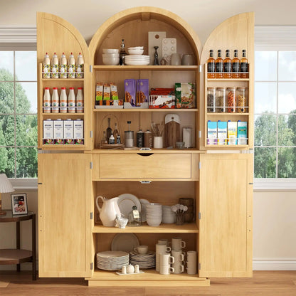 Farmhouse Storage Cabinet with Arched Doors comfydesigners