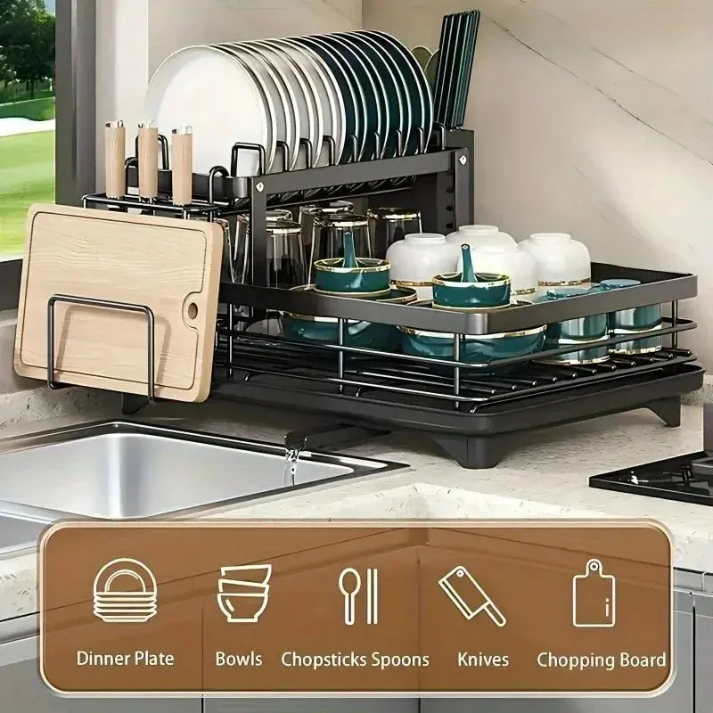 Double-Tier Utensil Rack & Draining Board comfydesigners