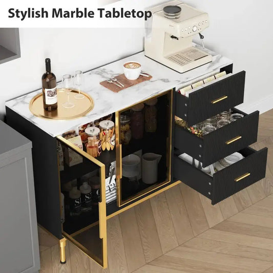 Large Fluted Buffet Sideboard Cabinet with Storage comfydesigners