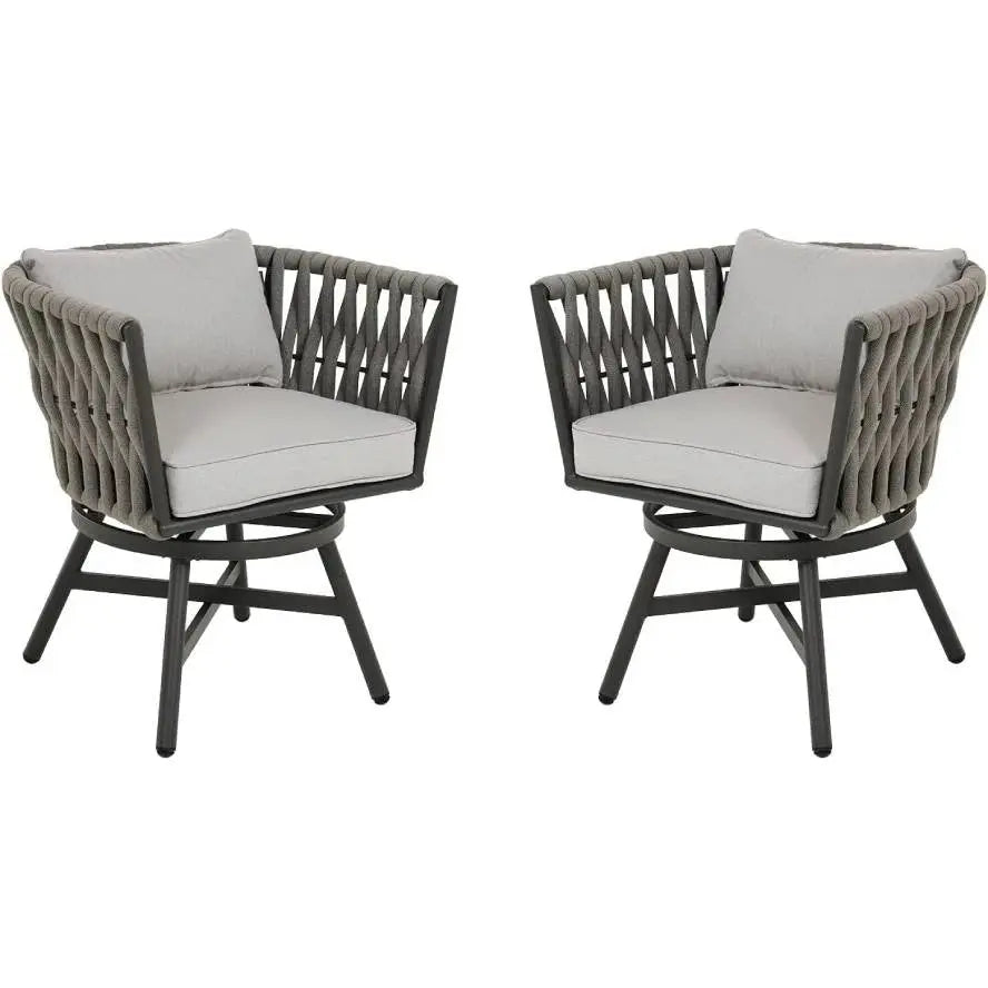 Where Boho Meets the Backyard — Set of 2 360° Swivel Rope Wicker Patio Chairs with Cushions comfydesigners