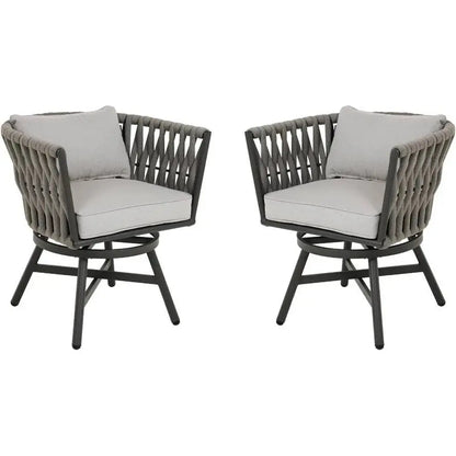 Where Boho Meets the Backyard — Set of 2 360° Swivel Rope Wicker Patio Chairs with Cushions comfydesigners