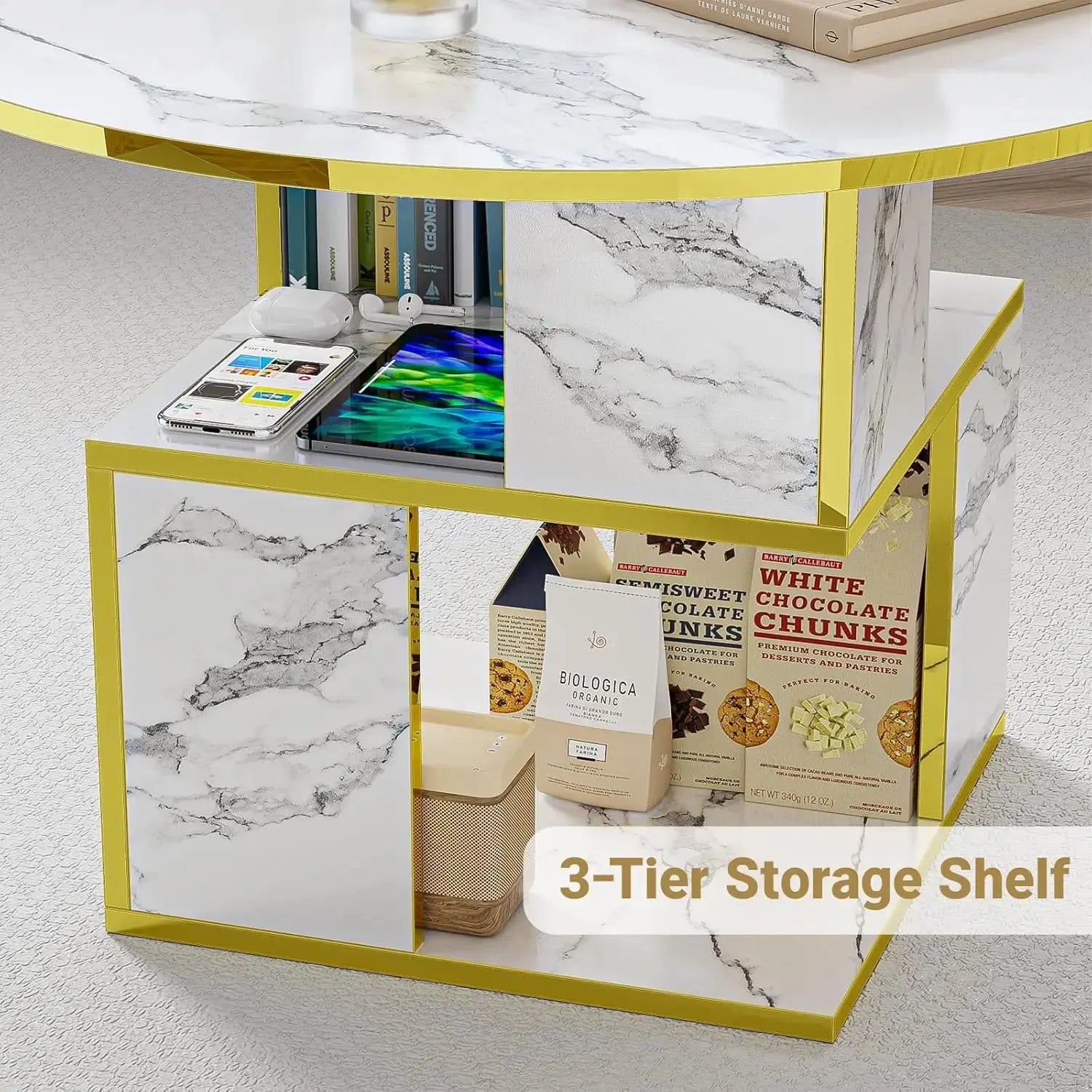3-Tier Round Coffee Table with Storage comfydesigners
