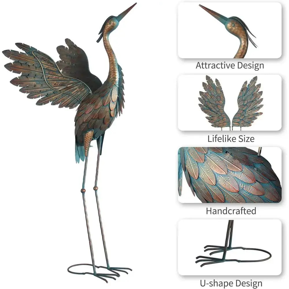 Standing Metal Heron Garden/Outdoor Decorations comfydesigners