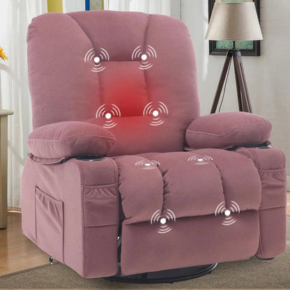 Massage Heated Rocker Recliner Chair with Swivel comfydesigners
