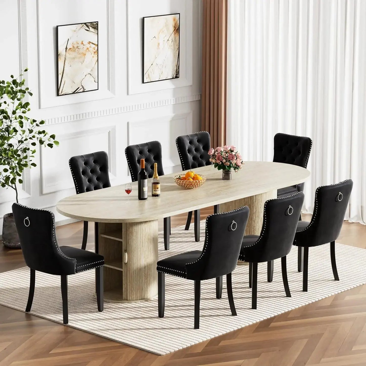 Wooden Extendable Dining Table Set of 8 comfydesigners