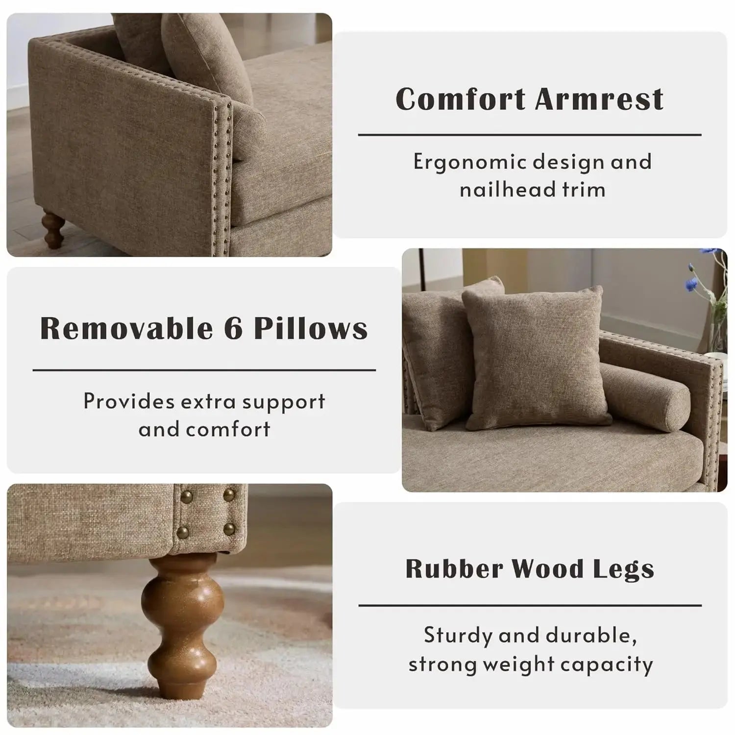 Oversized Tufted Chaise Lounge with Pillows comfydesigners