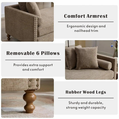 Oversized Tufted Chaise Lounge with Pillows comfydesigners