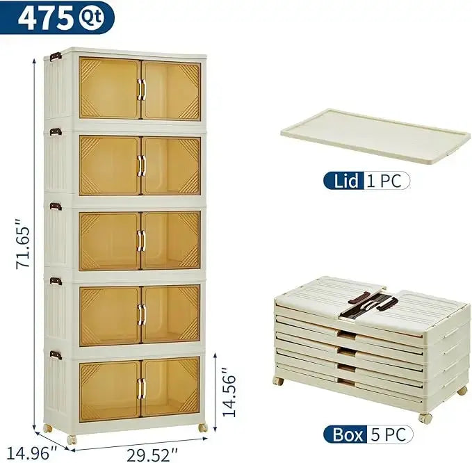 Stack It. Access It. Fold It Away. — Large Capacity Stackable Collapsible Storage Bins, 3 to 5 Tiers comfydesigners
