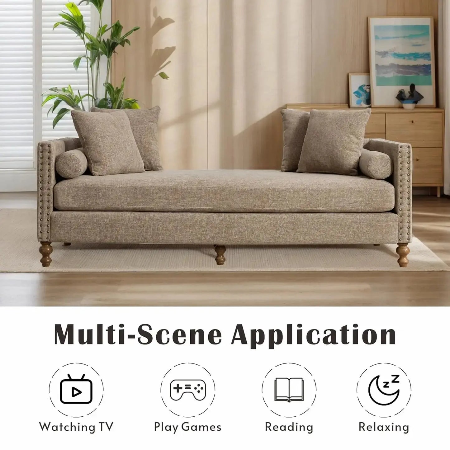 Oversized Tufted Chaise Lounge with Pillows comfydesigners