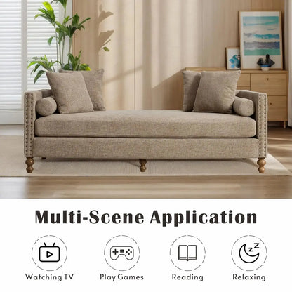 Oversized Tufted Chaise Lounge with Pillows comfydesigners
