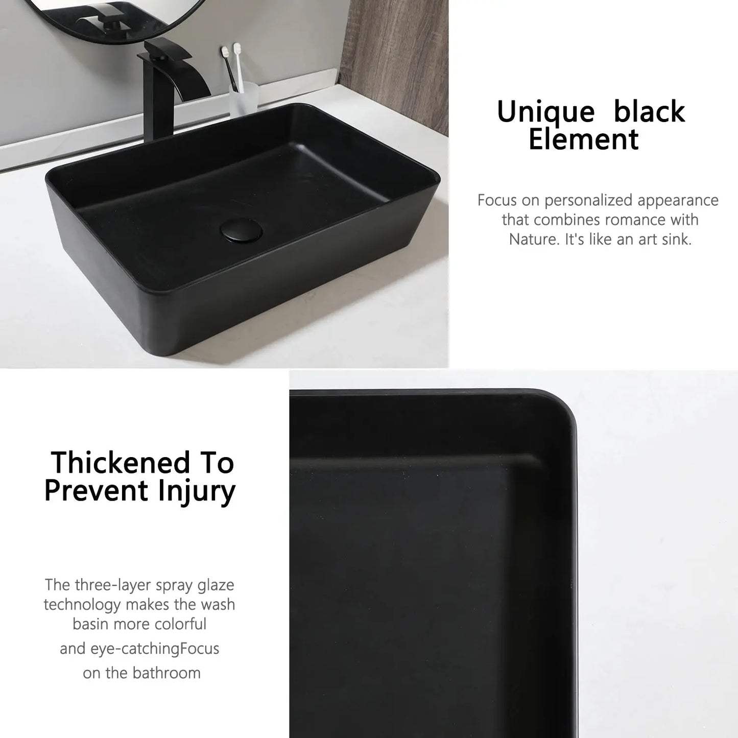 Stone Resin Vessel Sink with Waterfall Faucet | 22.6" European-Inspired Countertop Bathroom Sink comfydesigners
