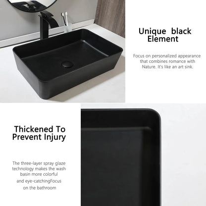 Stone Resin Vessel Sink with Waterfall Faucet | 22.6" European-Inspired Countertop Bathroom Sink comfydesigners
