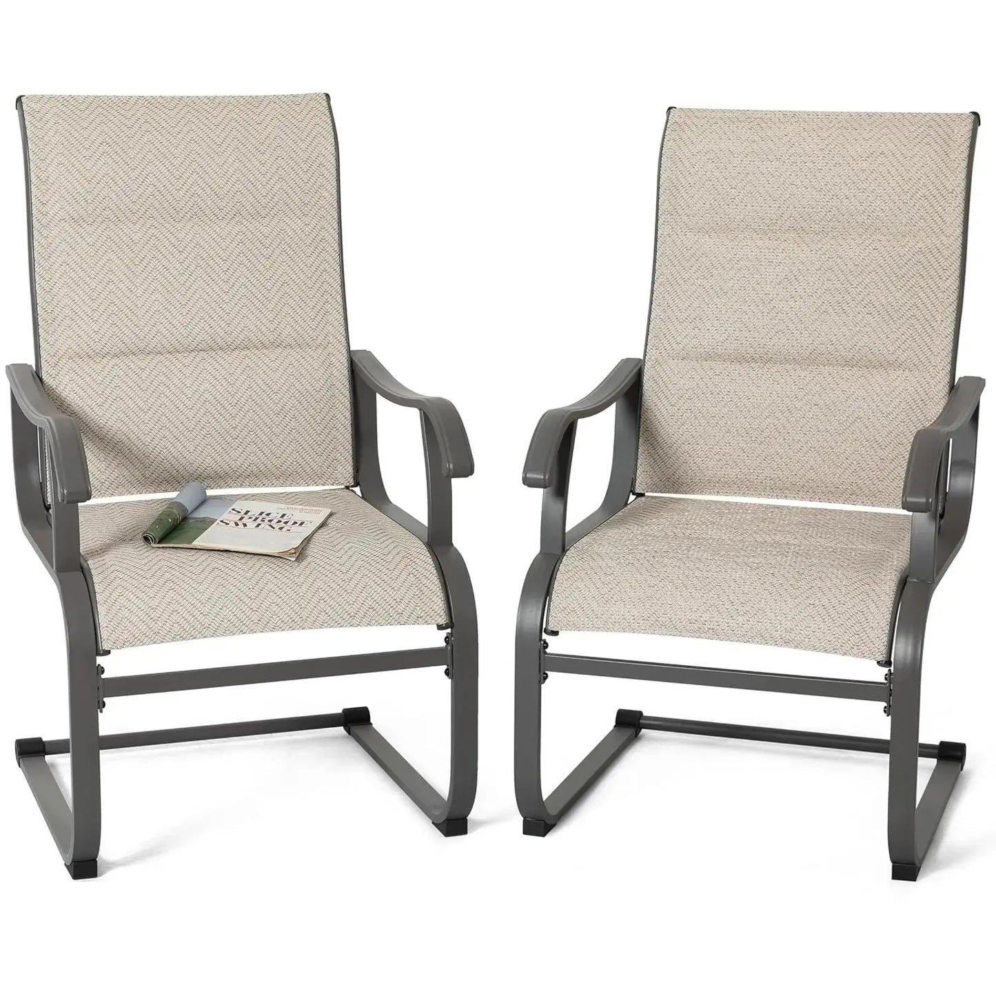 Sit Back. Spring Forward. — Set of 2 Outdoor High-Back Spring Motion Textilene Patio Chairs comfydesigners