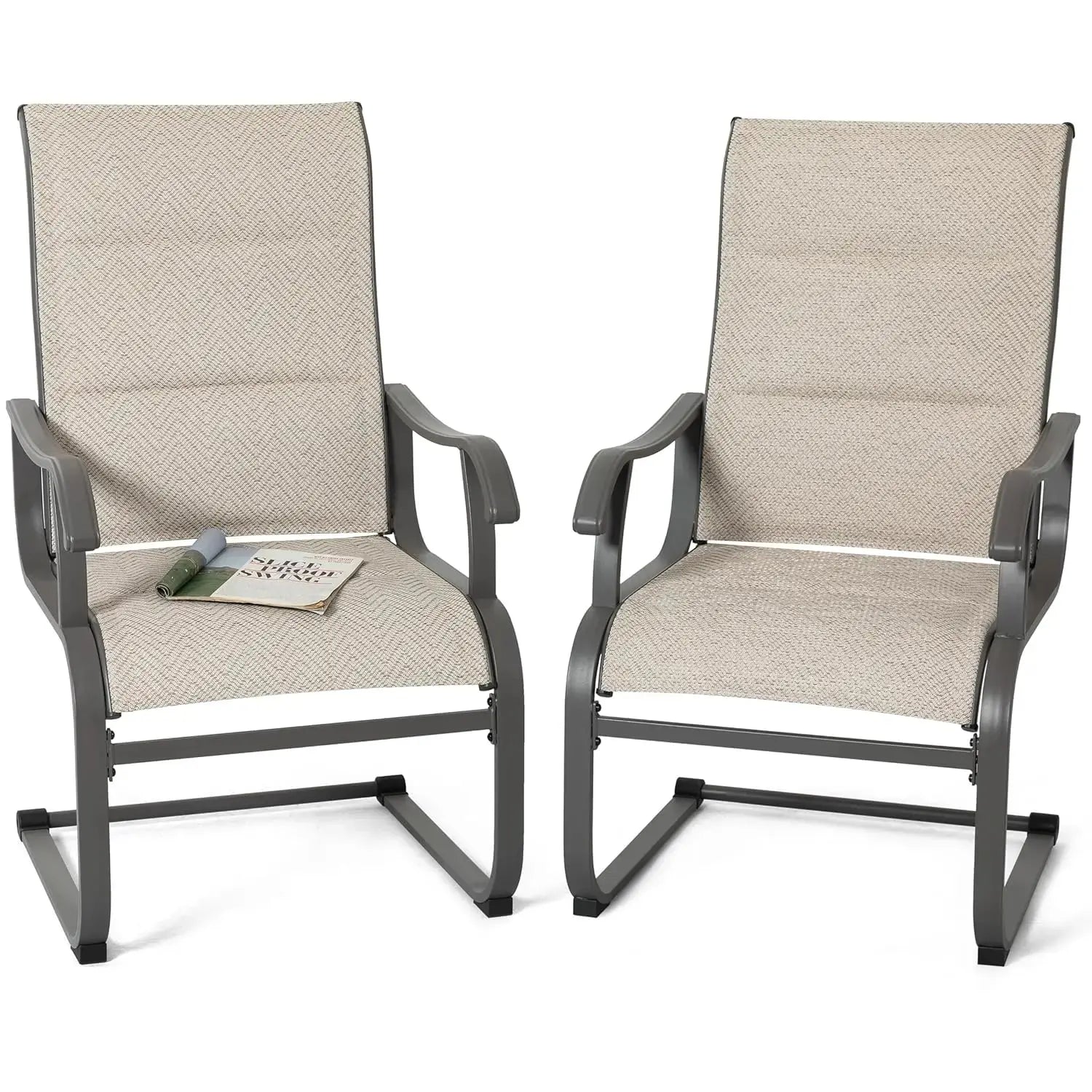 Sit Back. Spring Forward. — Set of 2 Outdoor High-Back Spring Motion Textilene Patio Chairs comfydesigners
