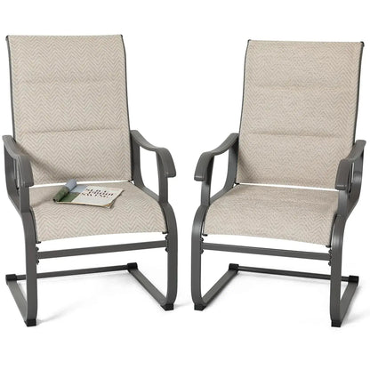 Sit Back. Spring Forward. — Set of 2 Outdoor High-Back Spring Motion Textilene Patio Chairs comfydesigners