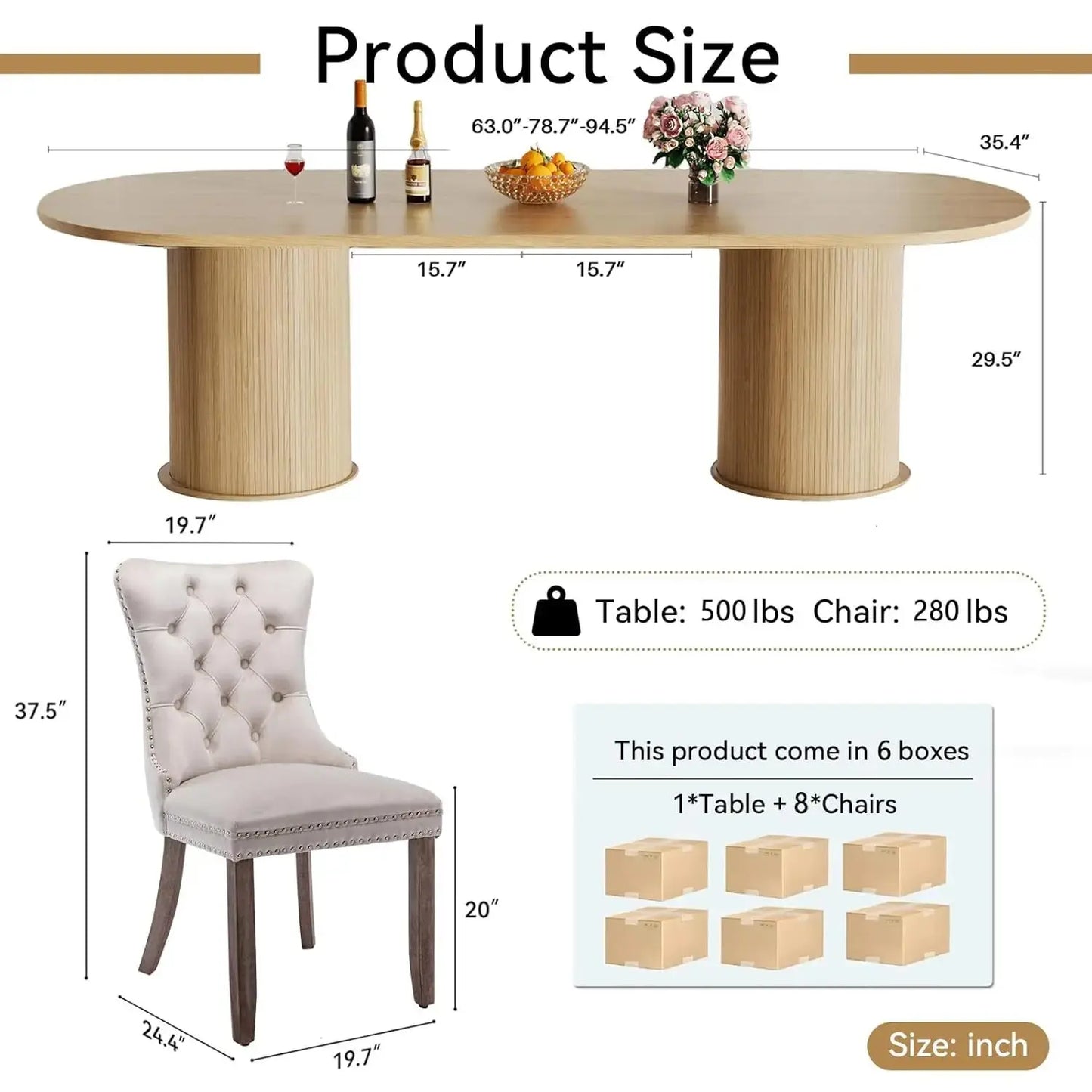 Wooden Extendable Dining Table Set of 8 comfydesigners