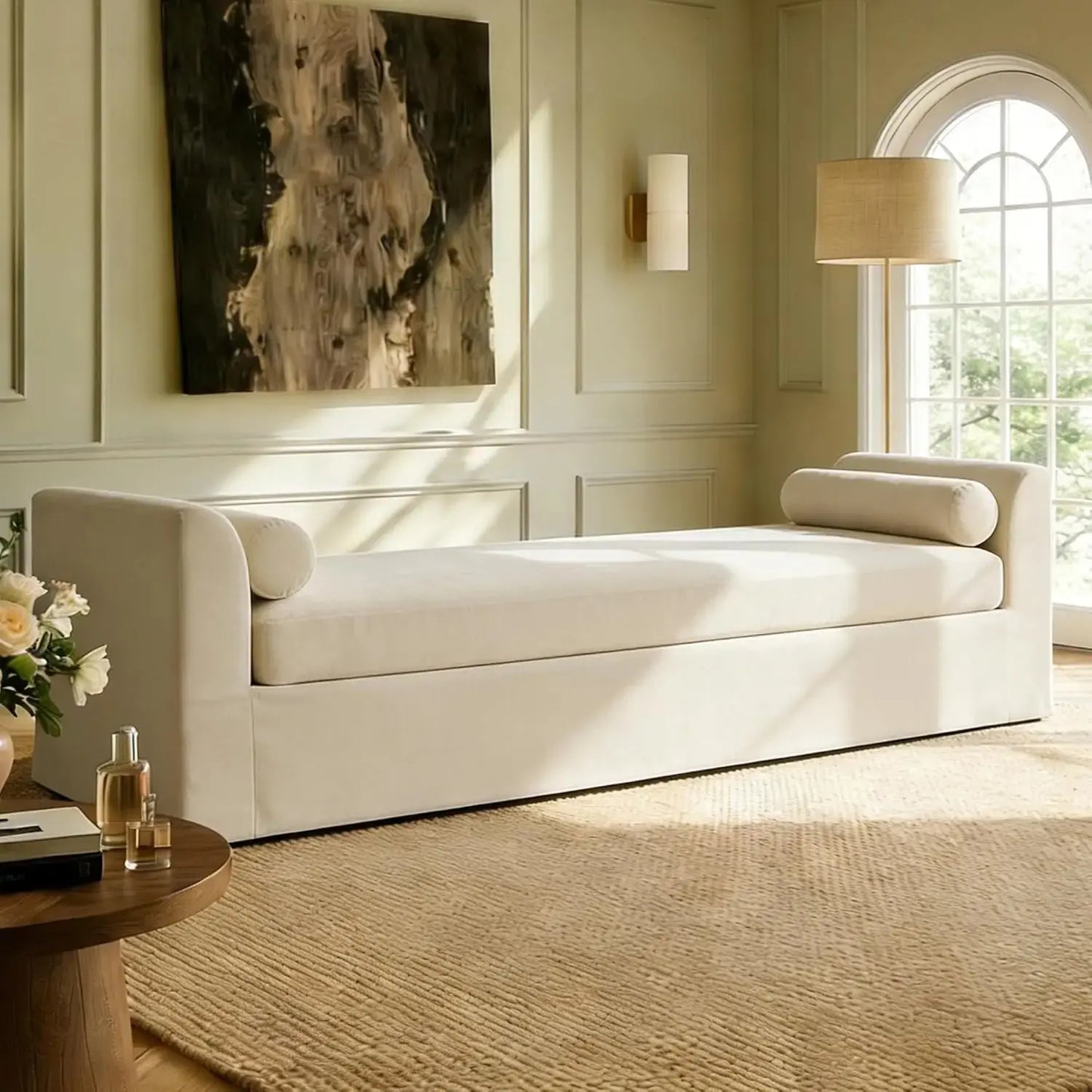Oversized Tufted Chaise Lounge with Pillows comfydesigners