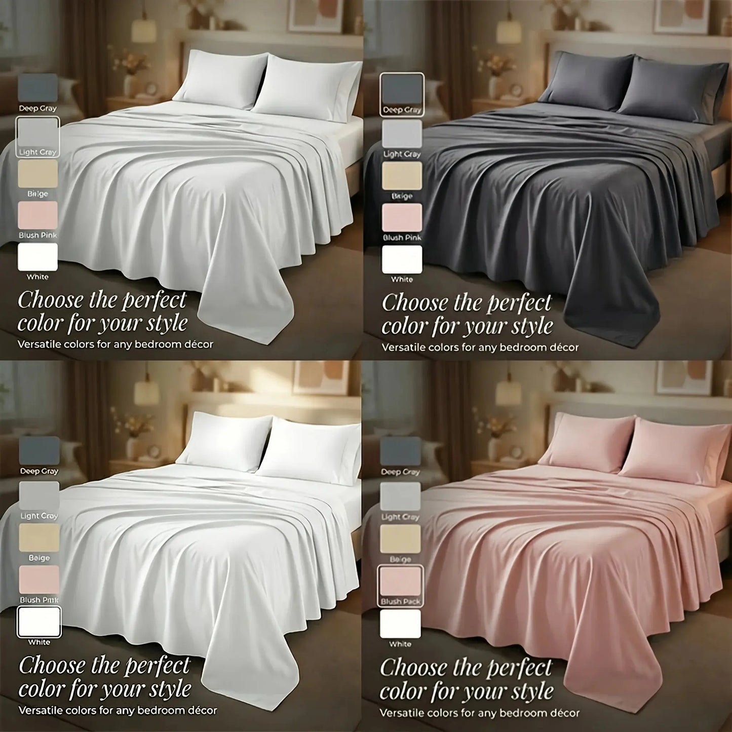Cooling Bamboo Bed Sheet Set — 300TC Silky Soft, Breathable & Wrinkle-Free comfydesigners