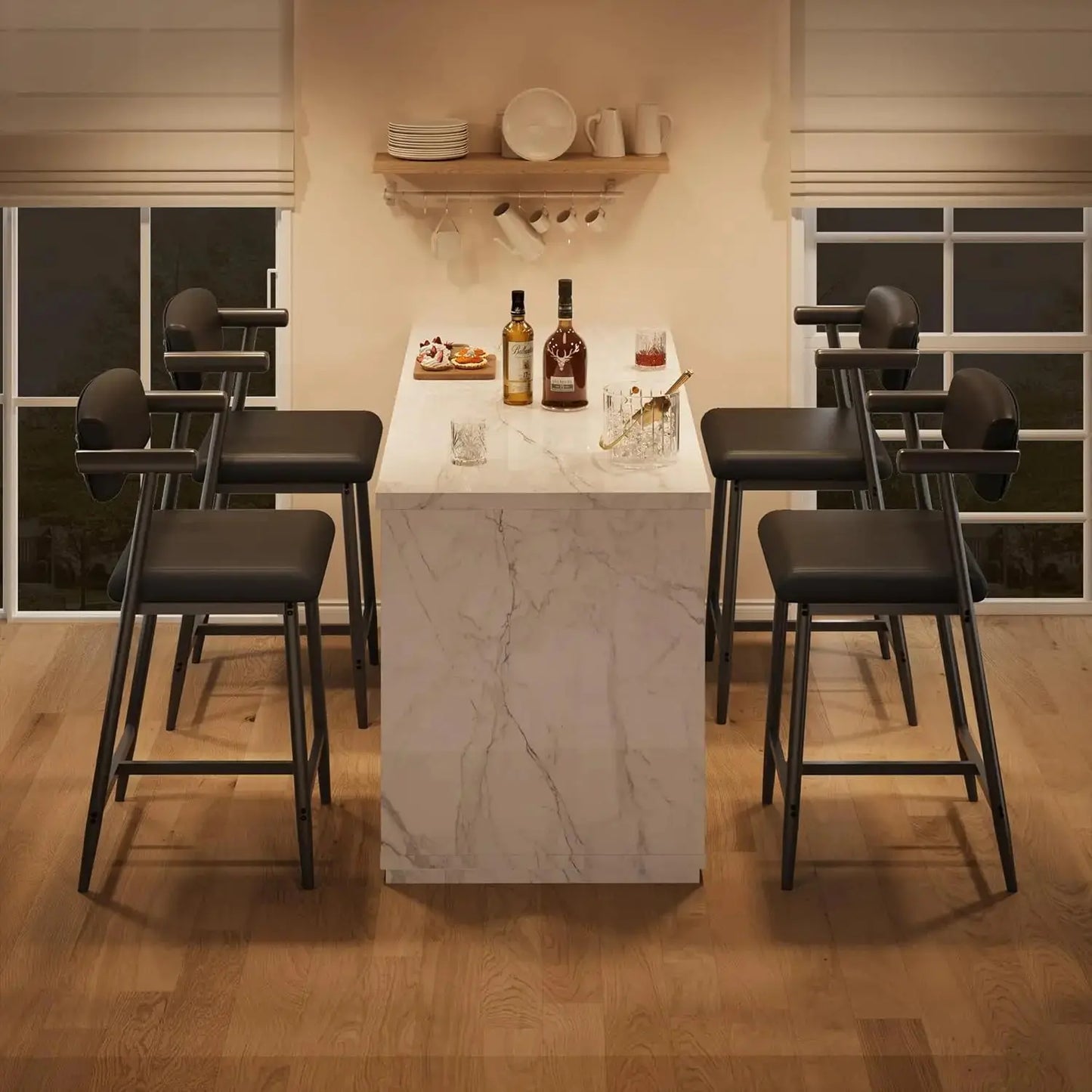 Upholstered Modern Bar Stools Set of 2 comfydesigners