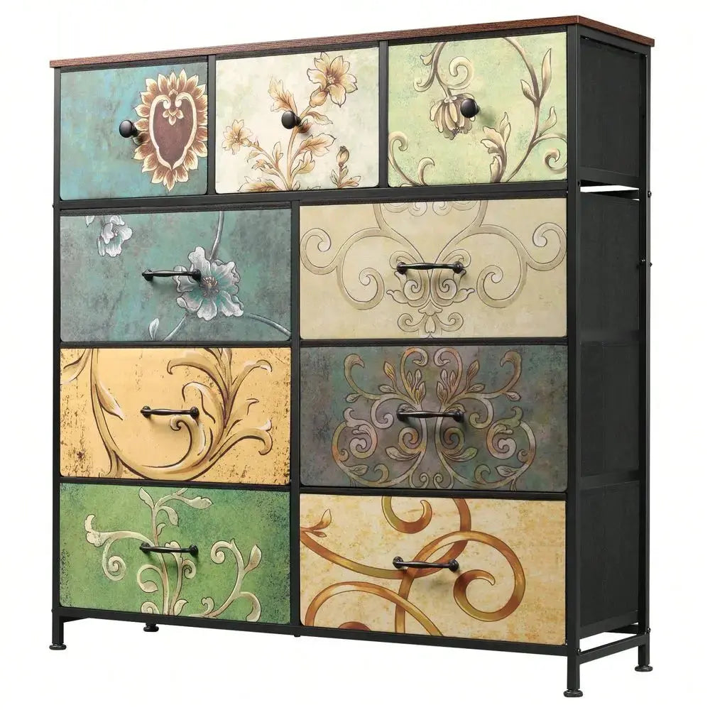 Dresser/Organizer Unit With Fabric Bins, Steel Frame, comfydesigners