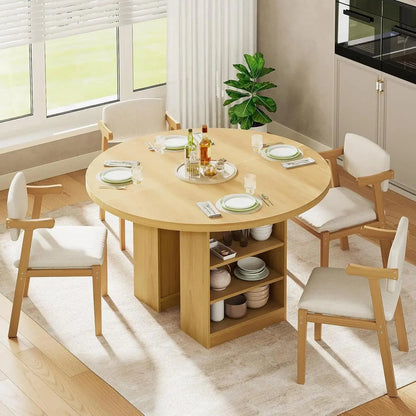 Extendable Round Dining Table with Storage comfydesigners