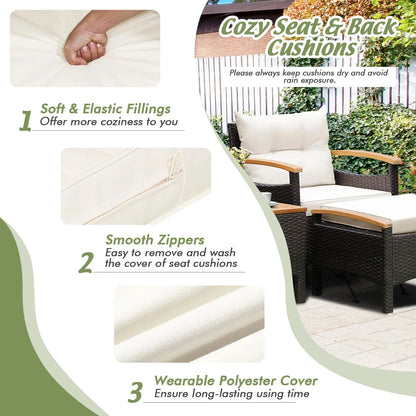 5-Piece Outdoor Rattan Patio Sofa Set | Acacia Wood, All-Weather PE Rattan & Cushions Included comfydesigners