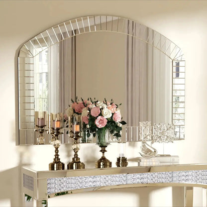 Silver Arched Venetian Beveled Wall Mirror comfydesigners