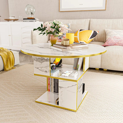 3-Tier Round Coffee Table with Storage comfydesigners