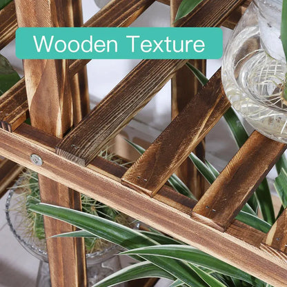 Multi-Layer Wood Plant Stand Outdoor/Indoor Rolling Flower Pot Holder comfydesigners
